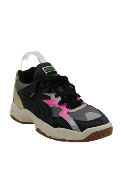 Puma Womens Suede Panel Detail Lace Up Casual Athletic Sneaker Black Size 7