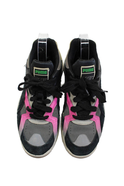 Puma Womens Suede Panel Detail Lace Up Casual Athletic Sneaker Black Size 7