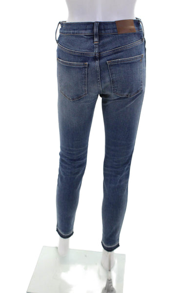 Madewell Womens Zipper Fly High Rise Distressed Skinny Jeans Blue Denim Size 26