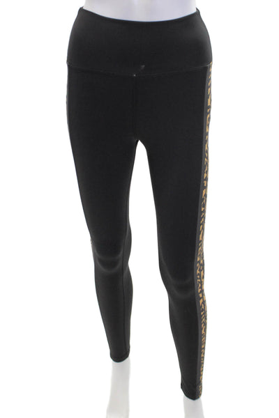 Beach Riot Womens High Rise Cheetah Printed Trim Ankle Leggings Black Size Small
