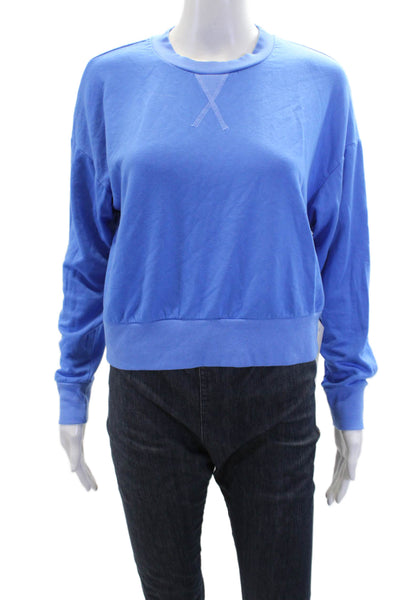 Stateside Womens Pullover Long Sleeve Crew Neck Cropped Sweater Blue Size Small