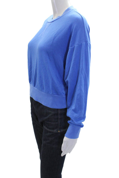 Stateside Womens Pullover Long Sleeve Crew Neck Cropped Sweater Blue Size Small