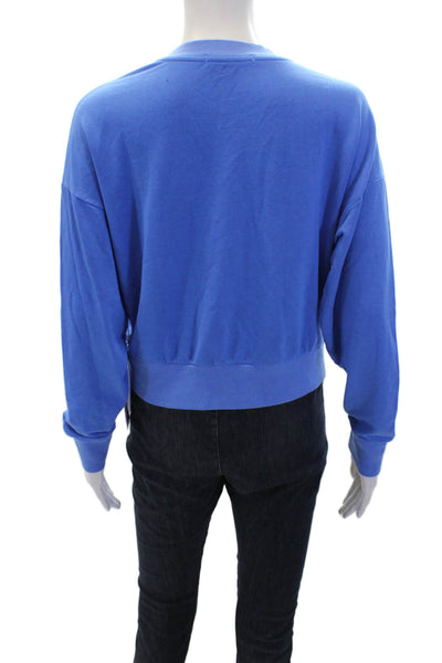 Stateside Womens Pullover Long Sleeve Crew Neck Cropped Sweater Blue Size Small