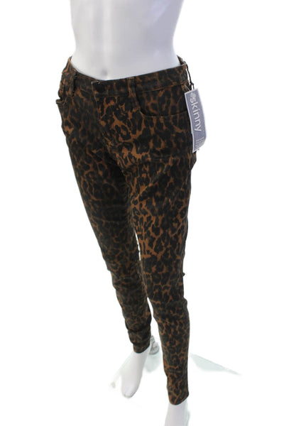 Joes Wild Womens Animal Print Skinny Fit Jeans Brown Black Cotton Size 29