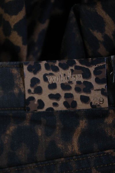 Joes Wild Womens Animal Print Skinny Fit Jeans Brown Black Cotton Size 29