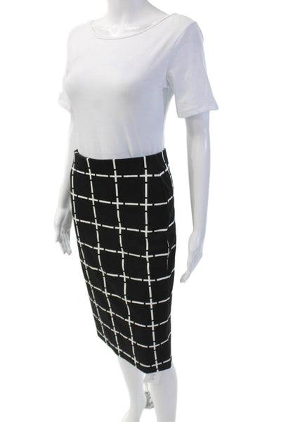 Current Air Womens Plaid Pull On Knee Length Pencil Skirt Black White Size Mediu