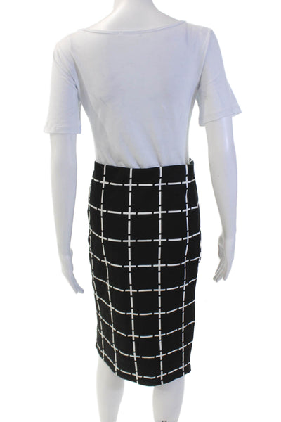 Current Air Womens Plaid Pull On Knee Length Pencil Skirt Black White Size Mediu
