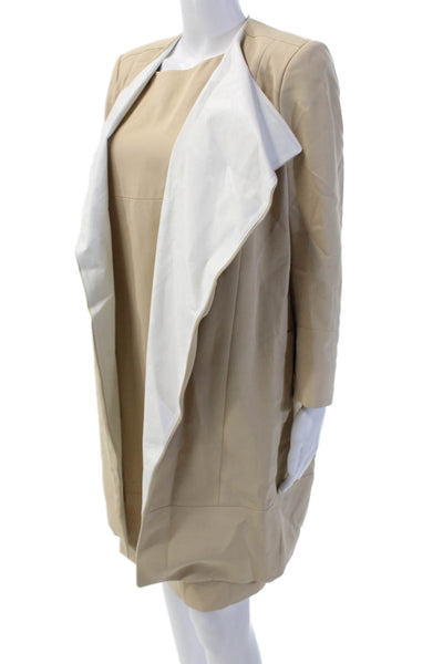 J. Mendel Women's Round Neck Sleeveless Midi Two Piece Dress Set Beige Size 10
