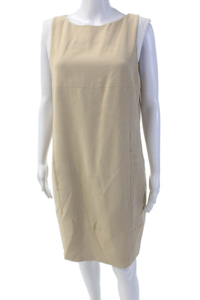 J. Mendel Women's Round Neck Sleeveless Midi Two Piece Dress Set Beige Size 10