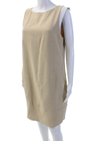 J. Mendel Women's Round Neck Sleeveless Midi Two Piece Dress Set Beige Size 10