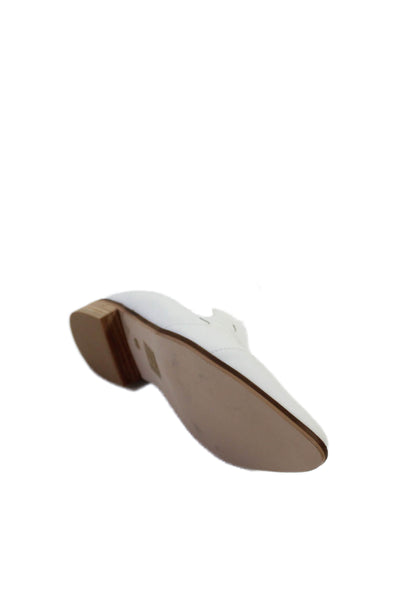 Shellys Womens Leather Slide On Pointed Toe Clog Flats White Size 40 10