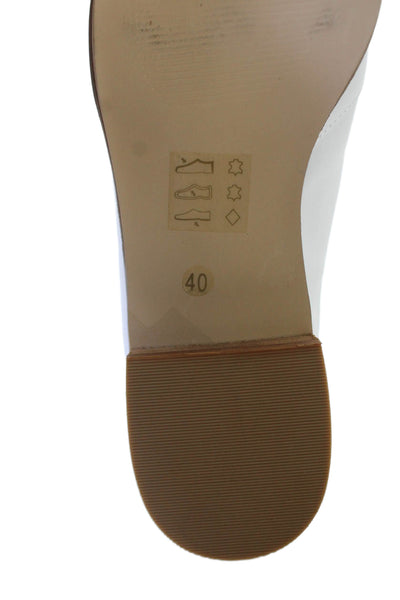 Shellys Womens Leather Slide On Pointed Toe Clog Flats White Size 40 10