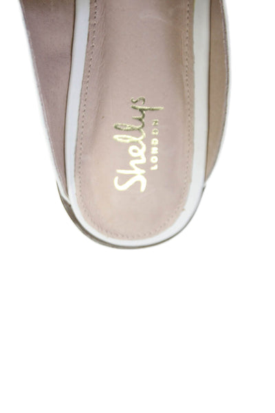 Shellys Womens Leather Slide On Pointed Toe Clog Flats White Size 40 10