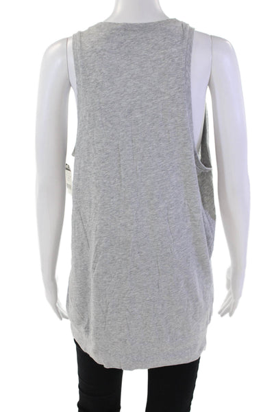 Norma Kamali Women's V-Neck Sleevless Button Up Cotton Blouse Gray Size S