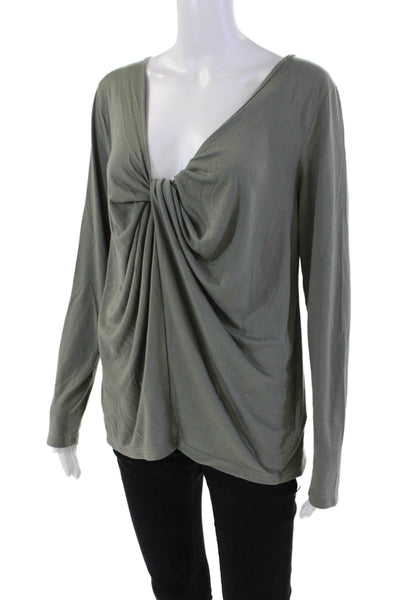 Athleta Women's Scoop Neck Long Sleeves Blouse Olive Green Size M