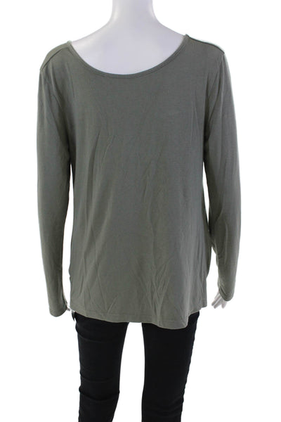 Athleta Women's Scoop Neck Long Sleeves Blouse Olive Green Size M