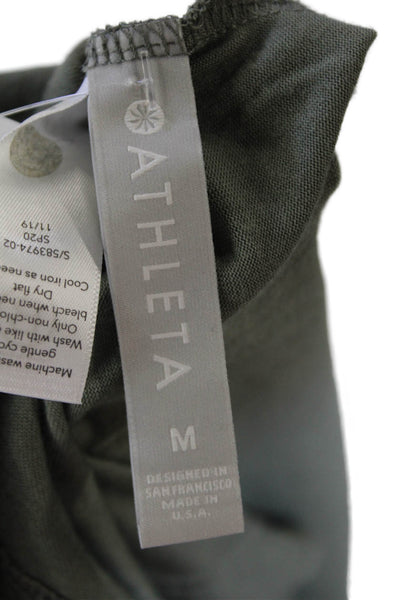 Athleta Women's Scoop Neck Long Sleeves Blouse Olive Green Size M