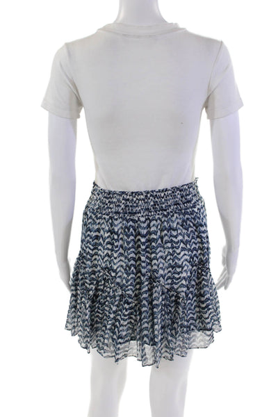 Intermix Womens Silk Sheer Smocked Waist Gathered Detail Mini Skirt Blue Size M