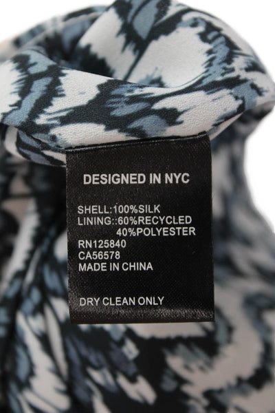 Intermix Womens Silk Sheer Smocked Waist Gathered Detail Mini Skirt Blue Size M