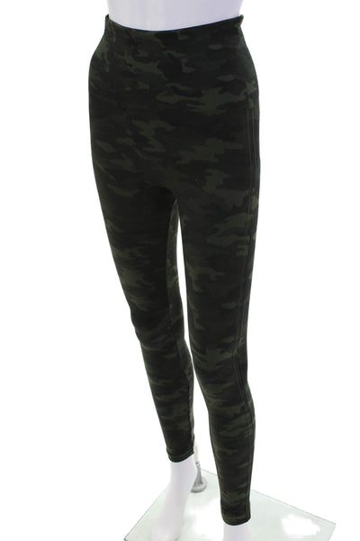 SPANX® Womens Camouflage Print Stretch Mid-Rise Ankle Leggings Green Size S