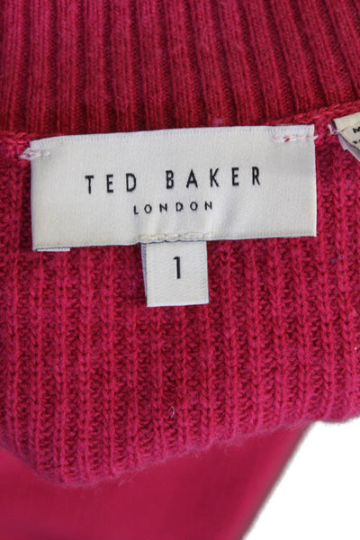Ted Baker London Womens Knit High Neck Pullover Sweater Top Pink Size 1