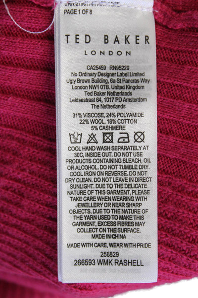 Ted Baker London Womens Knit High Neck Pullover Sweater Top Pink Size 1