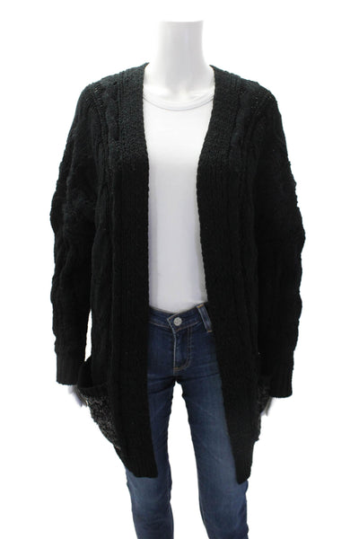Loyd/ford Women's Long Sleeves Open Front Sequin Cardigan Sweater Black Size S