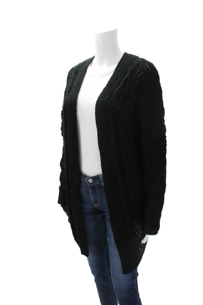 Loyd/ford Women's Long Sleeves Open Front Sequin Cardigan Sweater Black Size S
