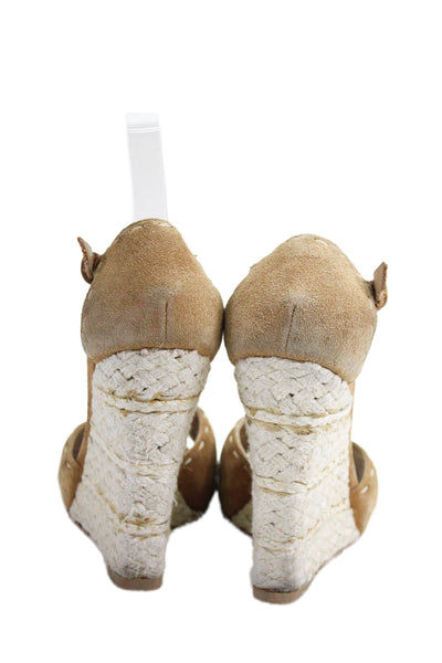 Giuseppe Zanotti Design Women's Suede Espadrille Wedge Sandals Beige Size 6