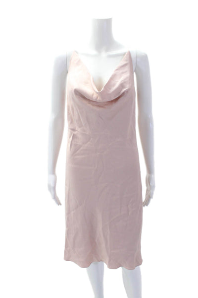 Halston Womens Silk Textured Spaghetti Strap Scoop Neck Slip Dress Pink Size 04