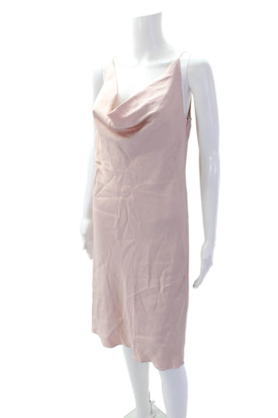 Halston Womens Silk Textured Spaghetti Strap Scoop Neck Slip Dress Pink Size 04