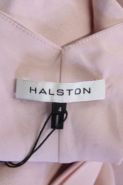 Halston Womens Silk Textured Spaghetti Strap Scoop Neck Slip Dress Pink Size 04