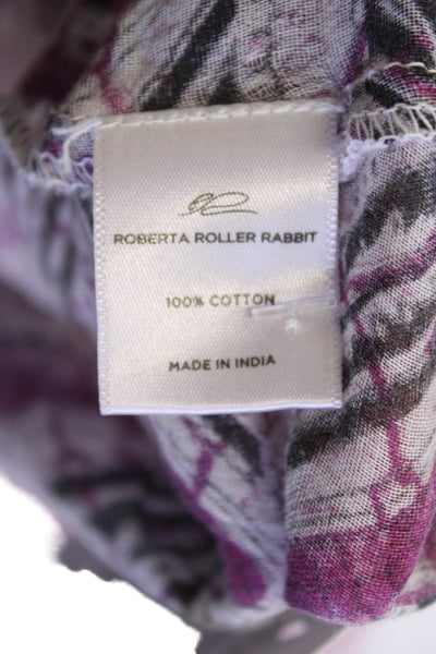 Roberta Roller Rabbit Womens Floral Print Blouse White Purple Size Extra Small