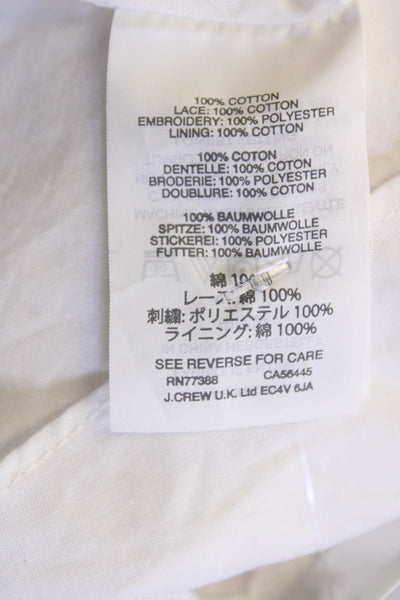 J Crew Collection Womens Crochet V Neck Tank Top White Cotton Size 0