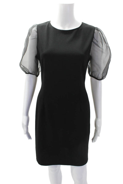Aqua Womens Textured Sleeveless Scoop Neck Fit Sleek Dress Black Size M