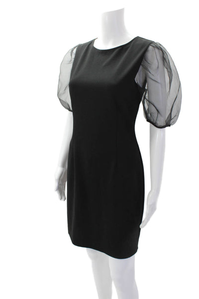 Aqua Womens Textured Sleeveless Scoop Neck Fit Sleek Dress Black Size M
