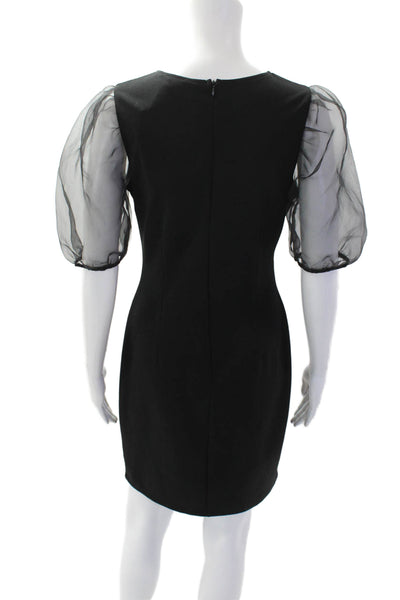 Aqua Womens Textured Sleeveless Scoop Neck Fit Sleek Dress Black Size M