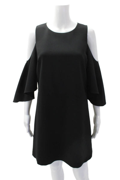 Alice + Olivia Womens Scoop Neck Lined Cut Out Sleeve Pleated Dress Black Size 8