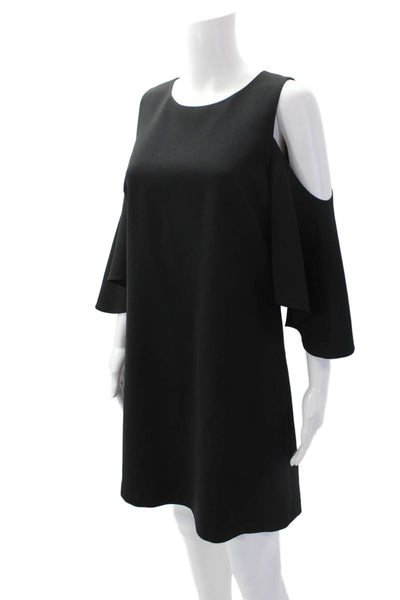 Alice + Olivia Womens Scoop Neck Lined Cut Out Sleeve Pleated Dress Black Size 8