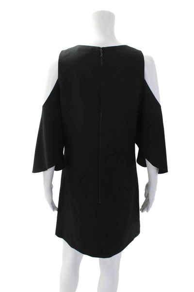 Alice + Olivia Womens Scoop Neck Lined Cut Out Sleeve Pleated Dress Black Size 8