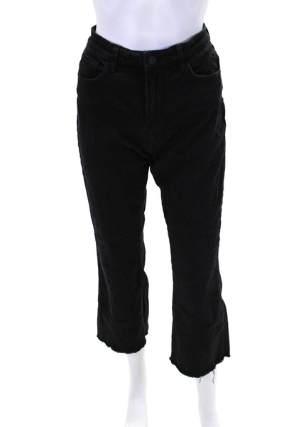 L'Agence Womens Kendra High Rise Cropped Flare Leg Jeans Black Cotton Size 27