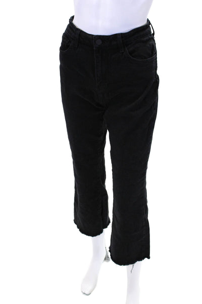 L'Agence Womens Kendra High Rise Cropped Flare Leg Jeans Black Cotton Size 27