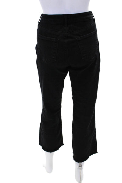 L'Agence Womens Kendra High Rise Cropped Flare Leg Jeans Black Cotton Size 27