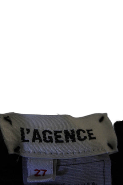 L'Agence Womens Kendra High Rise Cropped Flare Leg Jeans Black Cotton Size 27