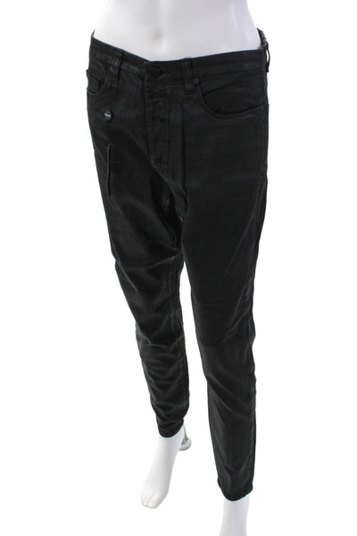BLANKNYC Womens Button Fly High Rise Skinny Ankle Jeans Black Cotton Size 30