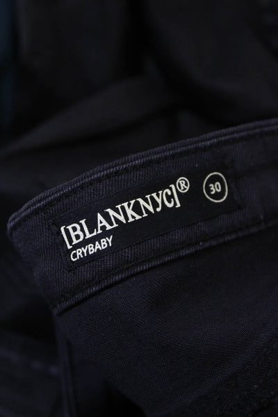 BLANKNYC Womens Button Fly High Rise Skinny Ankle Jeans Black Cotton Size 30