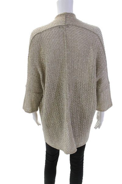 Anne Claire Womens Short Sleeves Wrap Sweater Beige Gold Cotton Size EUR 42