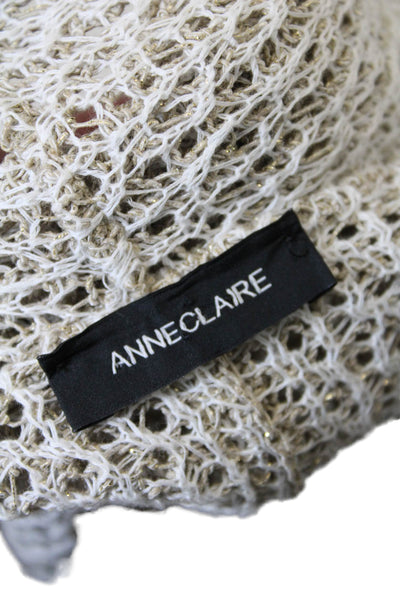 Anne Claire Womens Short Sleeves Wrap Sweater Beige Gold Cotton Size EUR 42