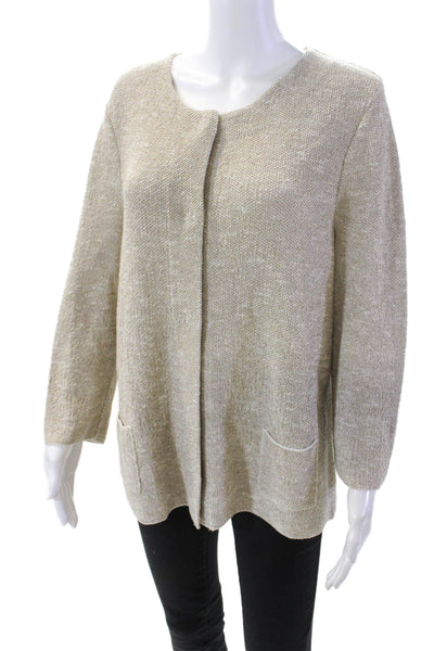 Anne Claire Womens Button Down Cardigan Sweater Beige Cotton Size EUR 42