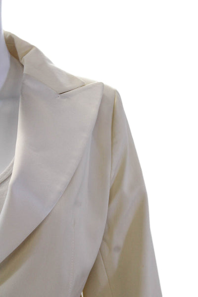 Patrizia Pepe Womens Single Button Wide Lapel Blazer White Wool Size EUR 44